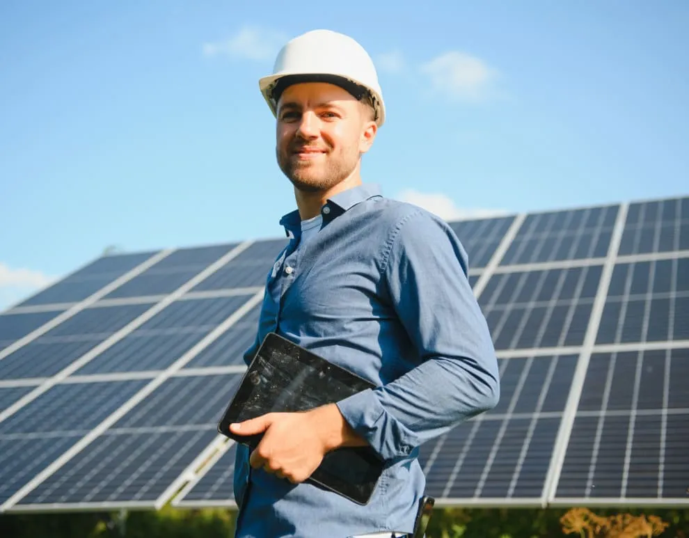 worker infront of a solar